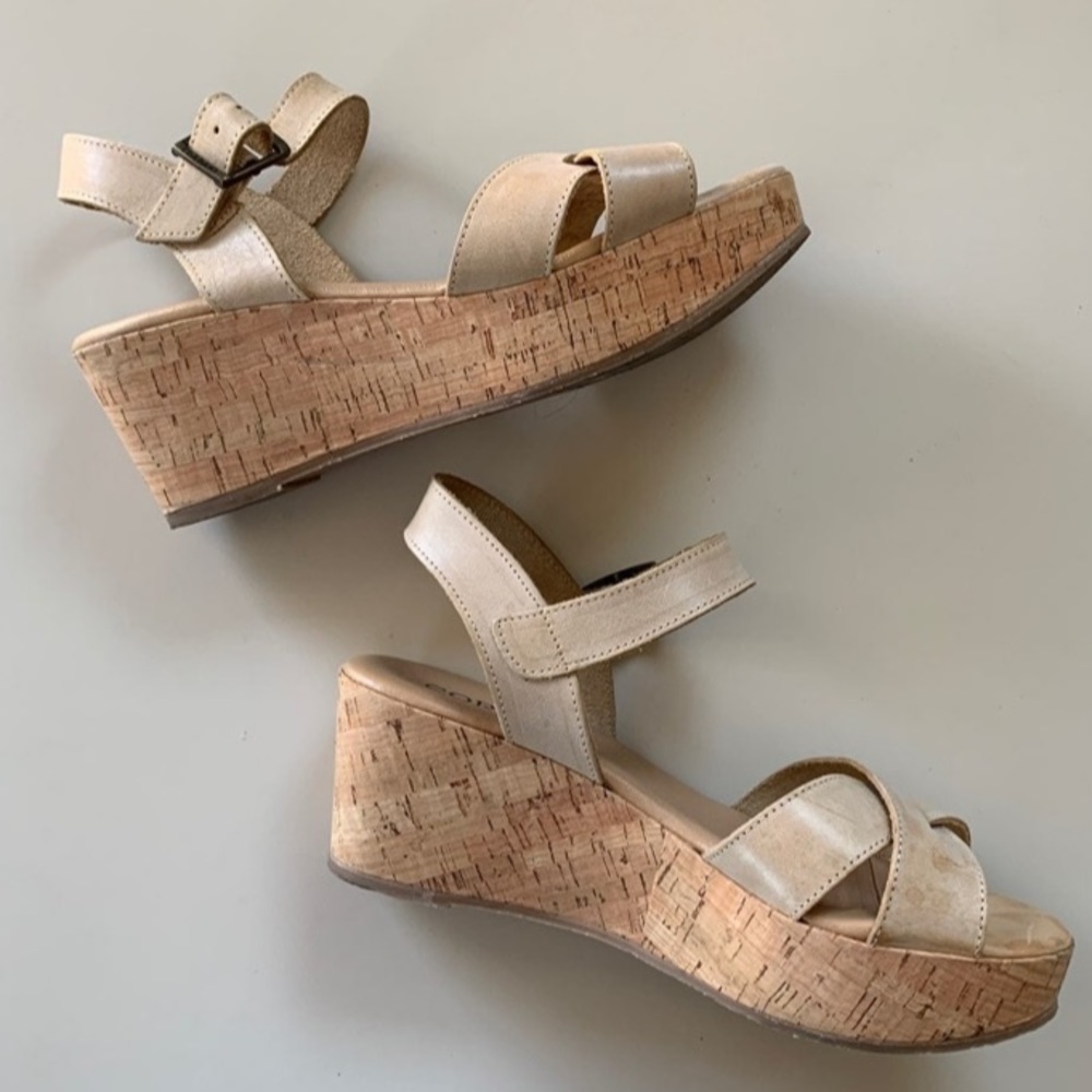 Cordani Candy Cork Wedge Sandals 37/7.